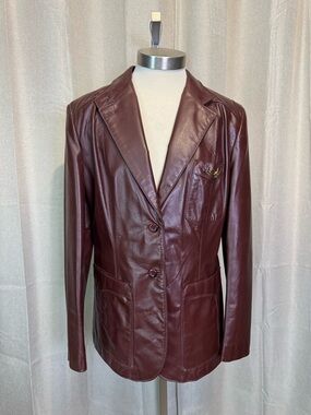Vintage Etienne Aigner Burgundy Leather Blazer